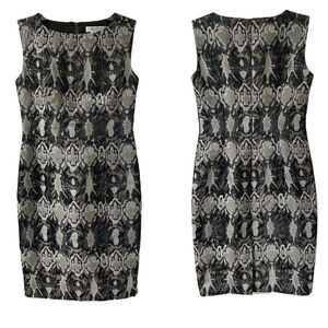 Max Mara Jacquard Tapestry Sleeveless Dress Gray Black sz 8